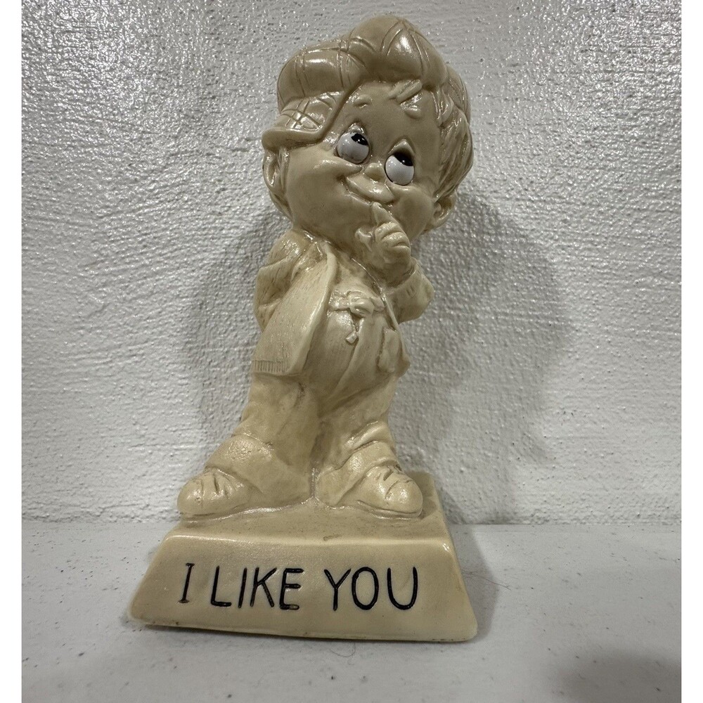 Vintage 1973 Wallace Berrie "I Like You" Winking Boy Figurine #9087